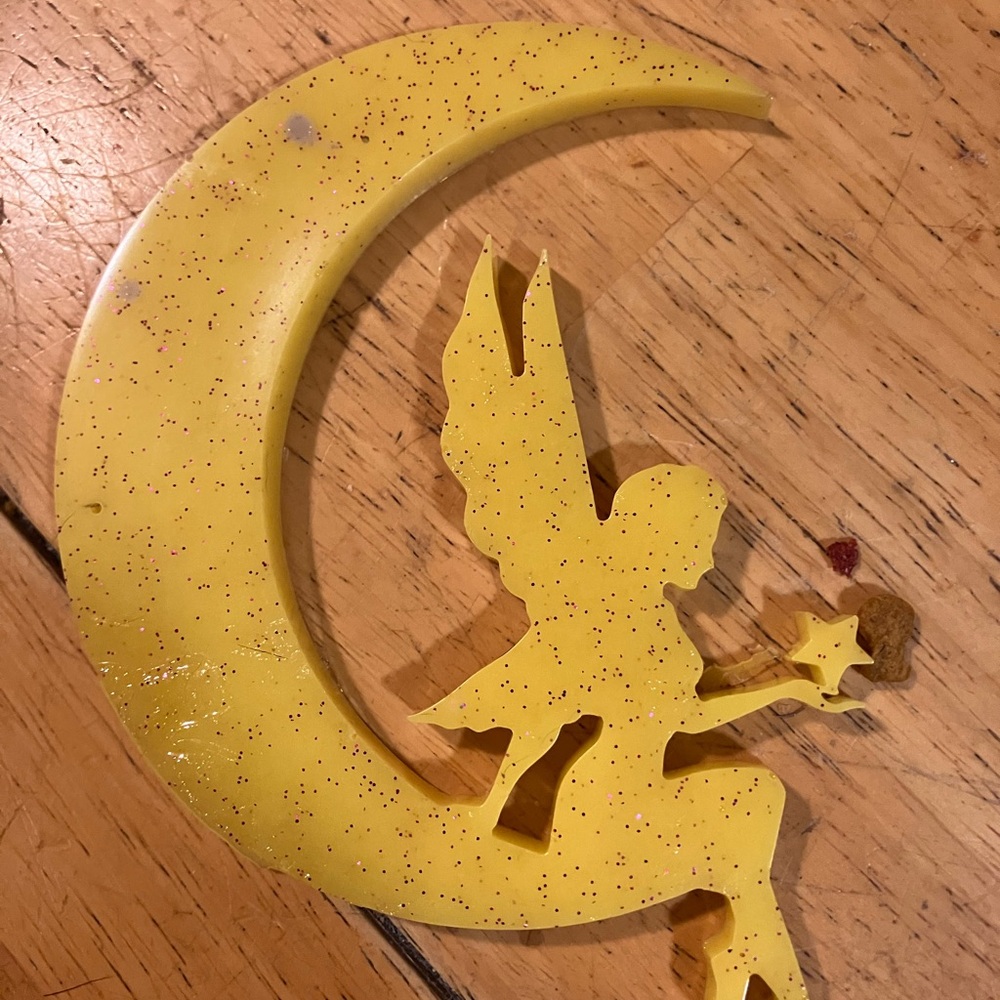 Handmade resin moon with fairy